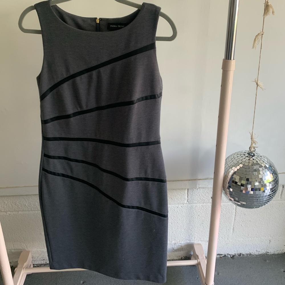 GRAY MIDI WORK DRESS